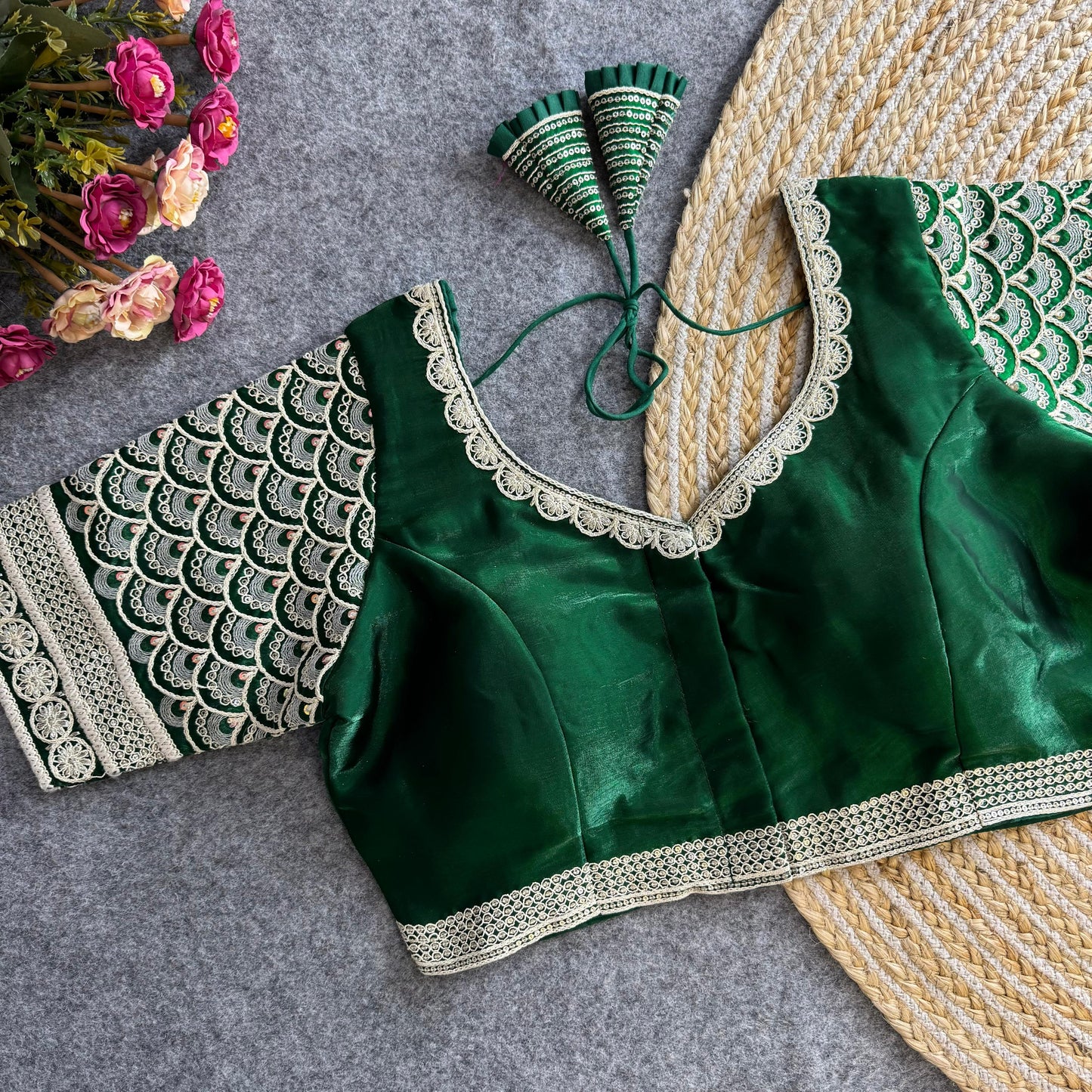 Mermaid Blooming Organza Designer Blouse