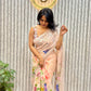 Pale Peach Floral Printed Chiffon Saree With Chikankari Borders