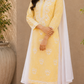 Niha Butter Yellow Soft Cotton Mulmul Chikankari Kurti & Palazzo Set