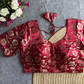 Maroon Daisy Shimmer Jacquard Silk Designer Blouse