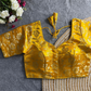 Yellow Daisy Shimmer Jacquard Silk Designer Blouse