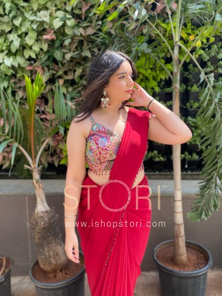 Jasnoor Sphagetti Sleeves Designer Blouse