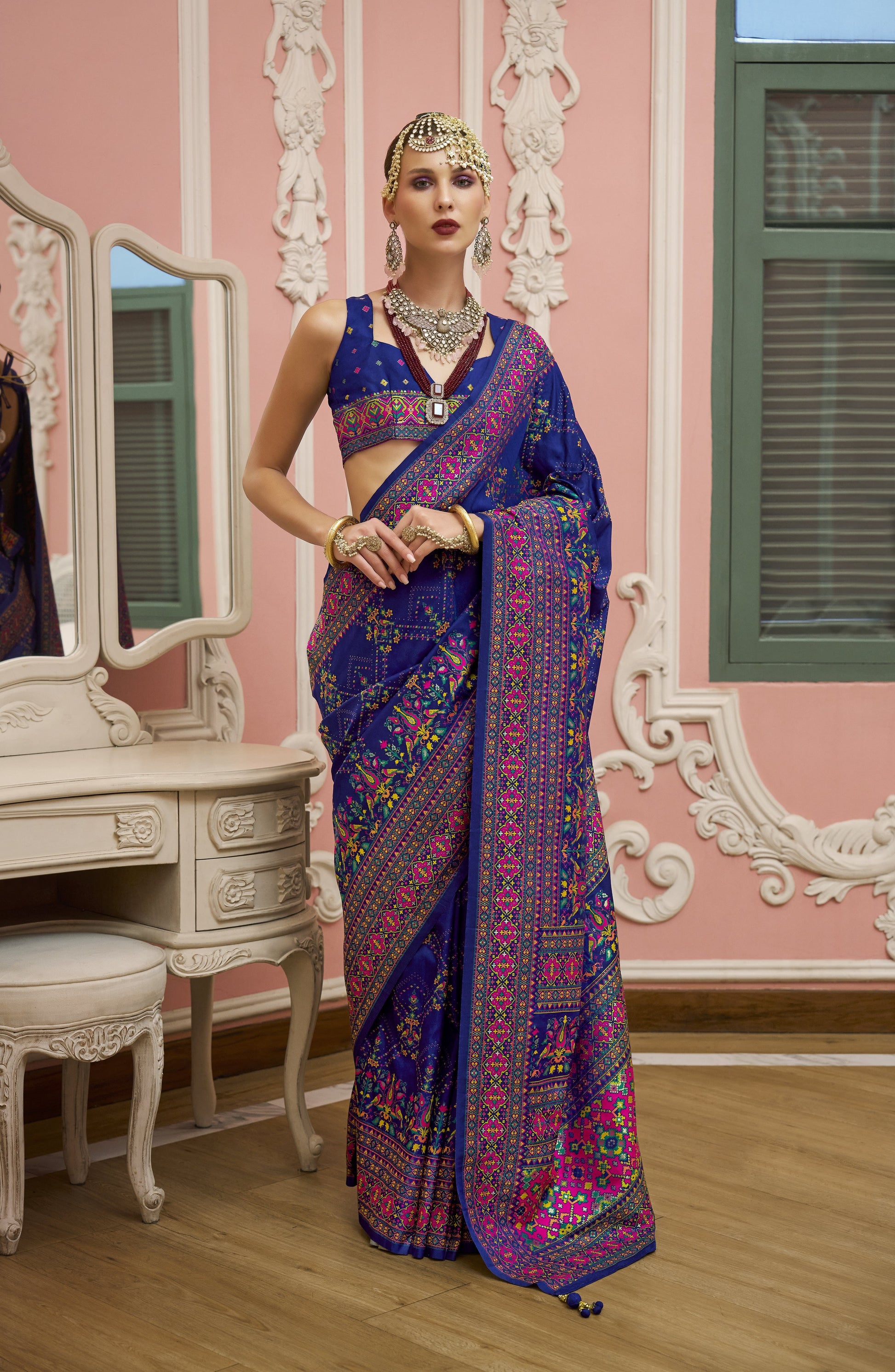 Blue Patola Silk STORI Saree Online Near You