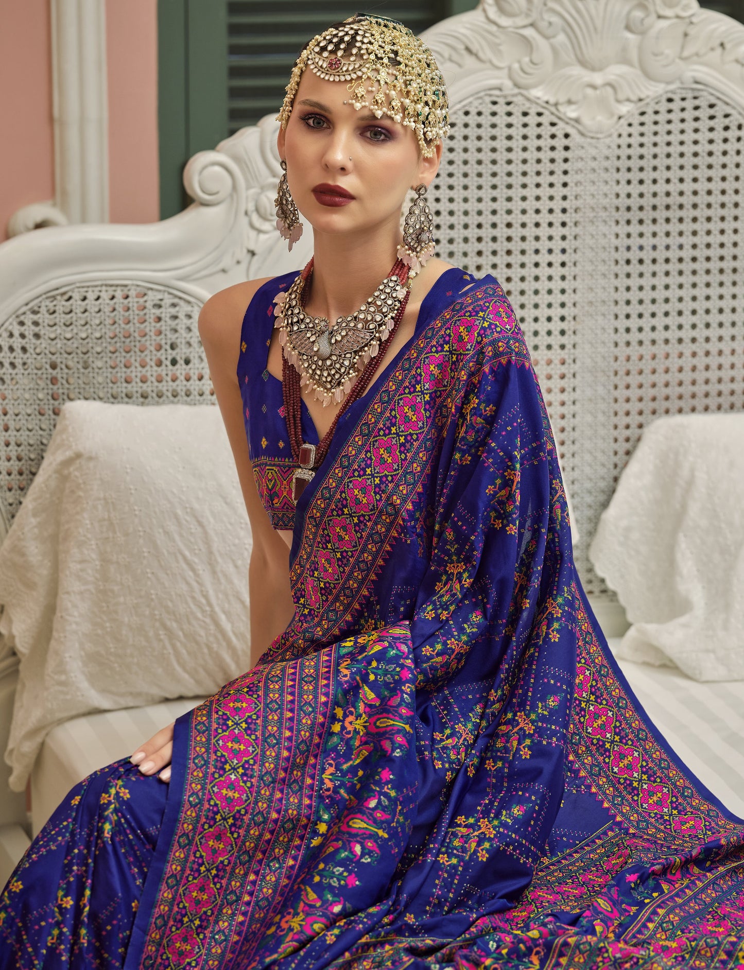 Blue Patola Silk STORI Saree Online Near You
