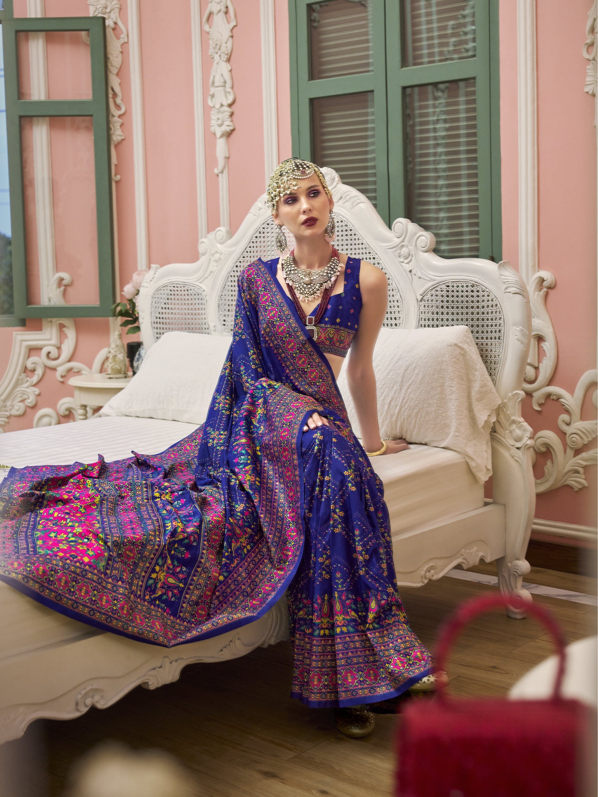 Blue Patola Silk STORI Saree Online Near You