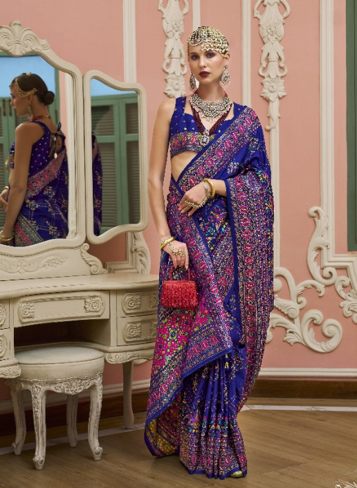 Blue Patola Silk STORI Saree Online Near You