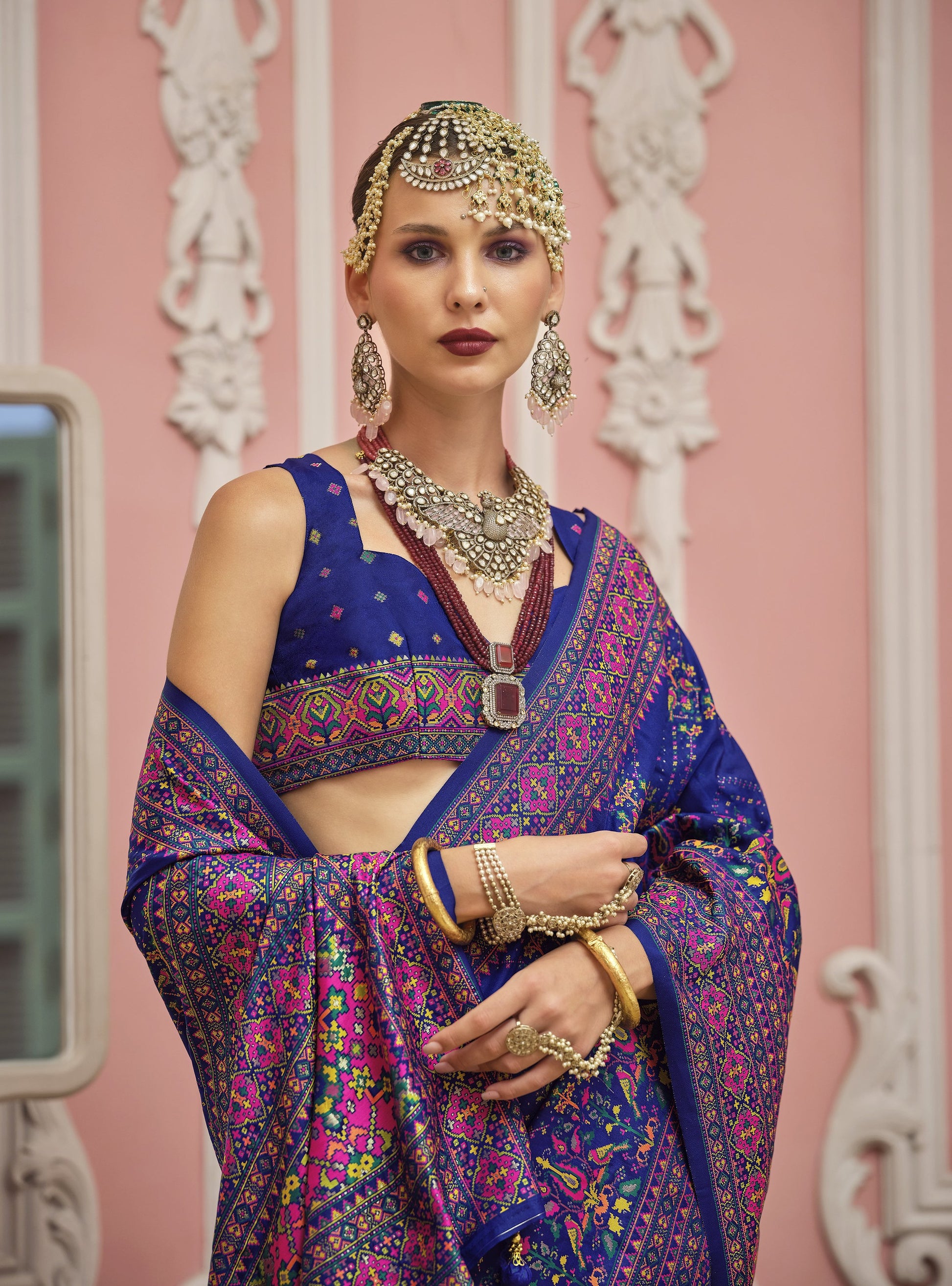 Blue Patola Silk STORI Saree Online Near You