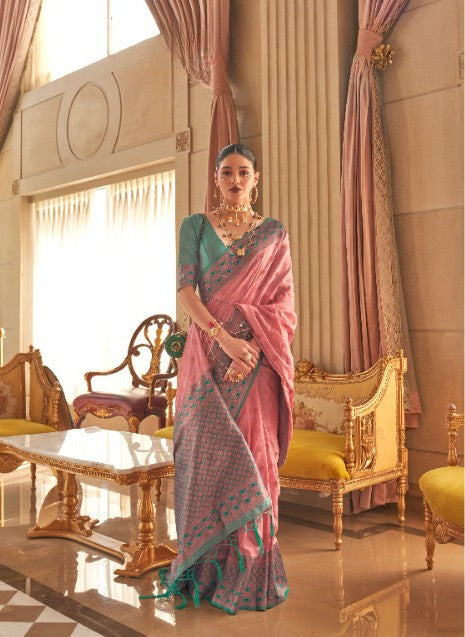 Light Pink Zari Handloom Silk Saree