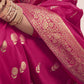 Strawberry Pink Silk Saree With Multicolor Blouse