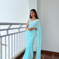 Pale Sky Blue Sequined Georgette Saree
