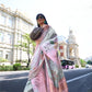 Forest Green Floral Printed Satin & Organza Blend Silk Saree