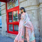 Forest Green Floral Printed Satin & Organza Blend Silk Saree