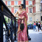 Forest Green Floral Printed Satin & Organza Blend Silk Saree