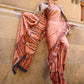Orange Printed Satin Crepe Silk Saree