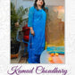 Blue Ombre Georgette Chikankari Kurti Palazzo Dupatta Set With Mirror Work