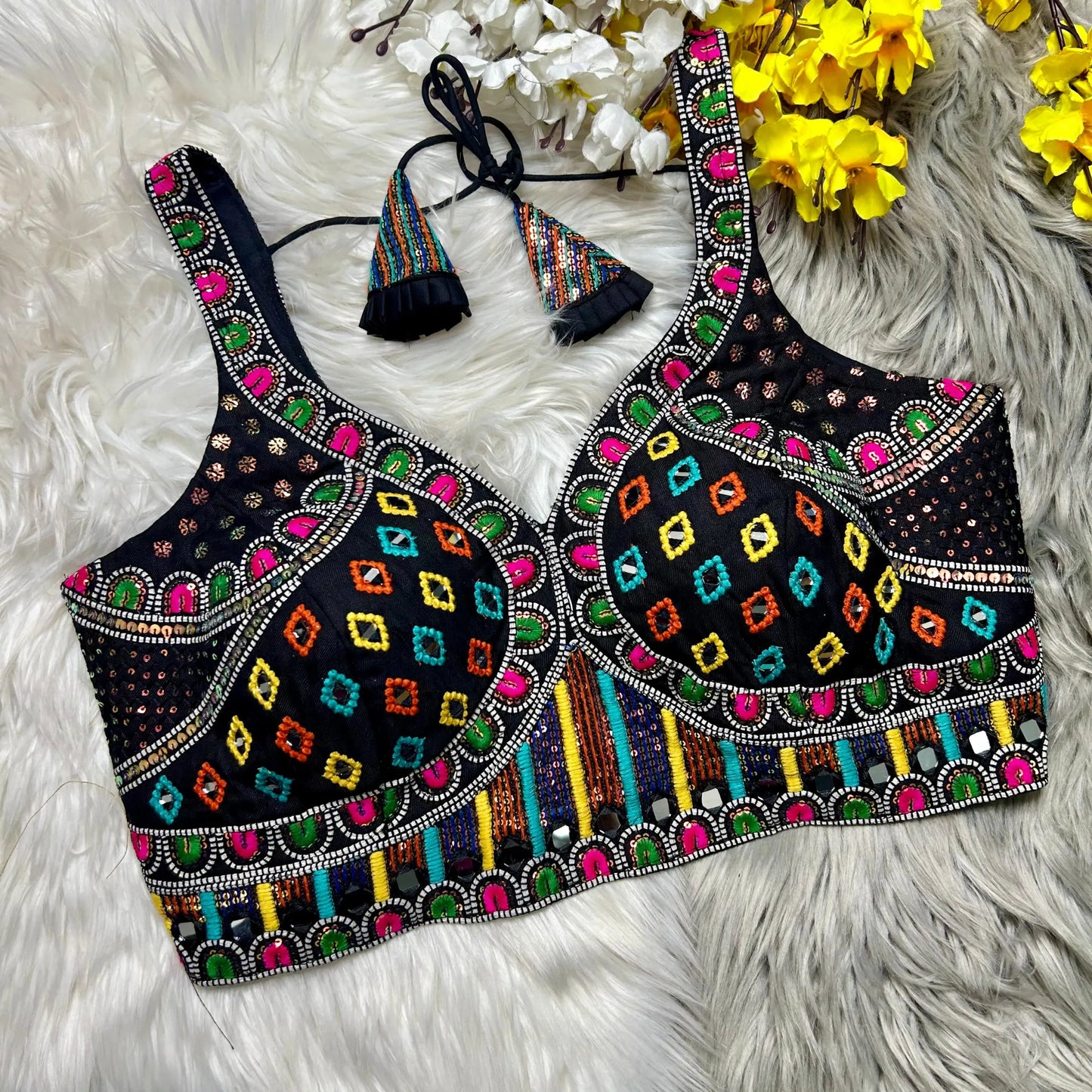 Kutchi Embroidered Blouse With Elbow Sleeves