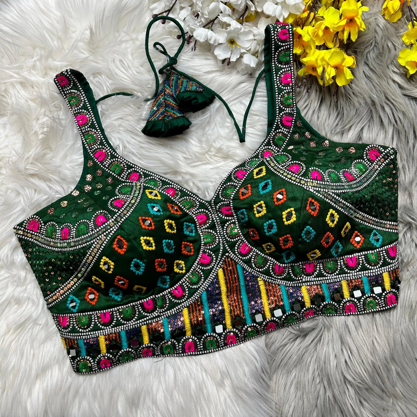 Kutchi Embroidered Blouse With Elbow Sleeves