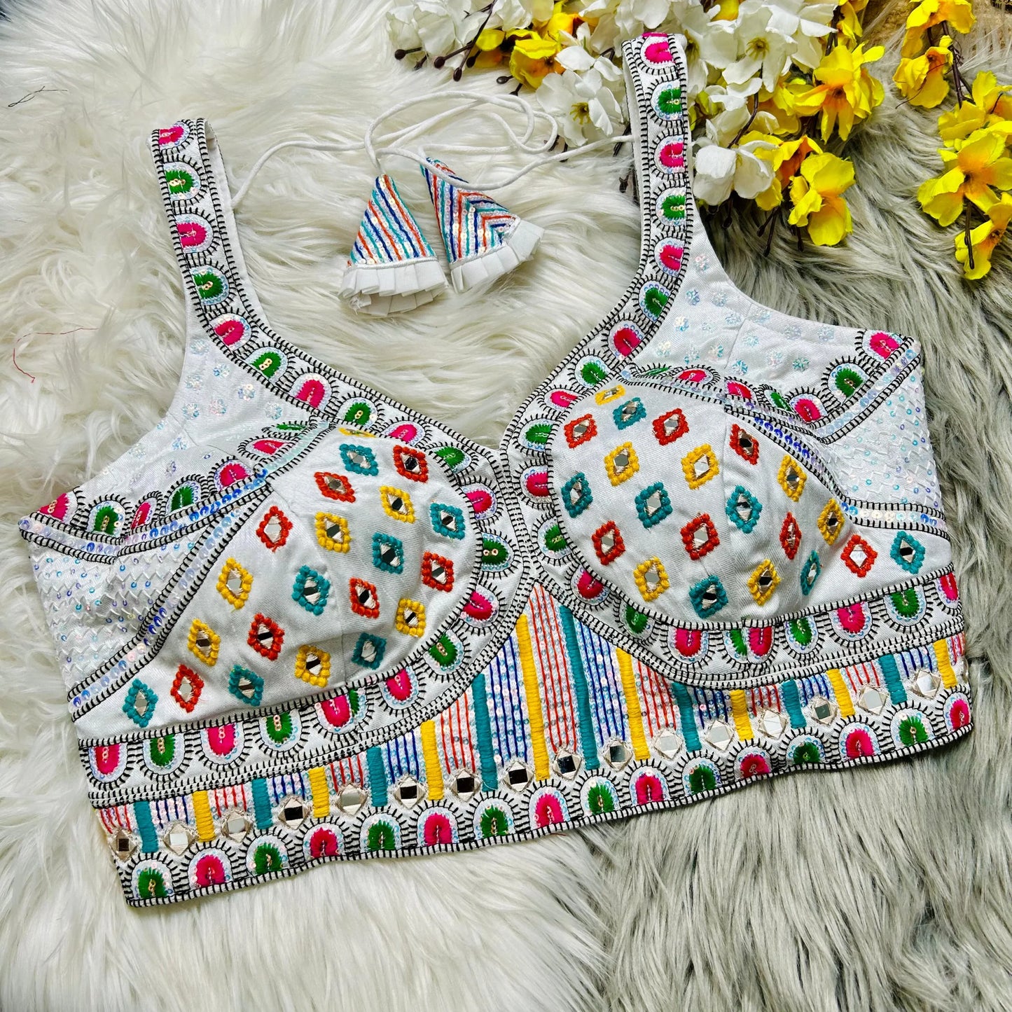 Kutchi Embroidered Blouse With Elbow Sleeves