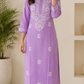 Zaarah Lavendar Handcrafted Soft Modal Cotton Chikankari Kurti