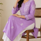 Zaarah Lavendar Handcrafted Soft Modal Cotton Chikankari Kurti