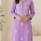 Zaarah Lavendar Handcrafted Soft Modal Cotton Chikankari Kurti