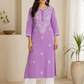 Zaarah Lavendar Handcrafted Soft Modal Cotton Chikankari Kurti