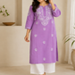 Zaarah Lavendar Handcrafted Soft Modal Cotton Chikankari Kurti