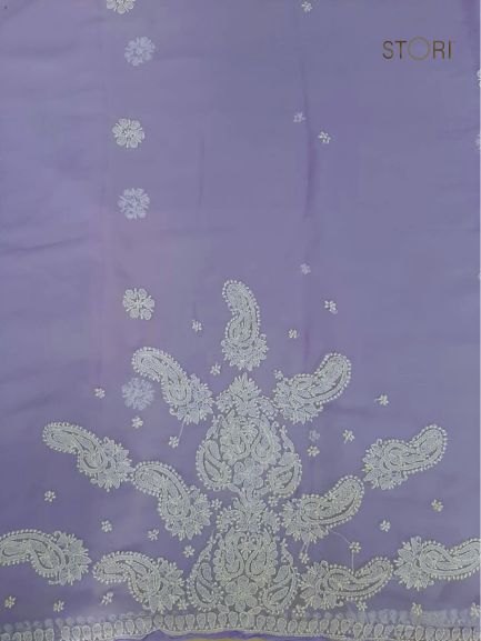 Lavendar Sanah Handcrafted Lucknowi Chikankari Saree