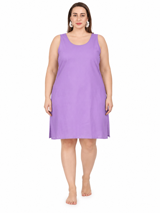 Lavendar Cotton Long Inner Slip Plus Size