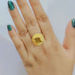 Lemon Quartz Raw Stone Textured Disc Finger Ring