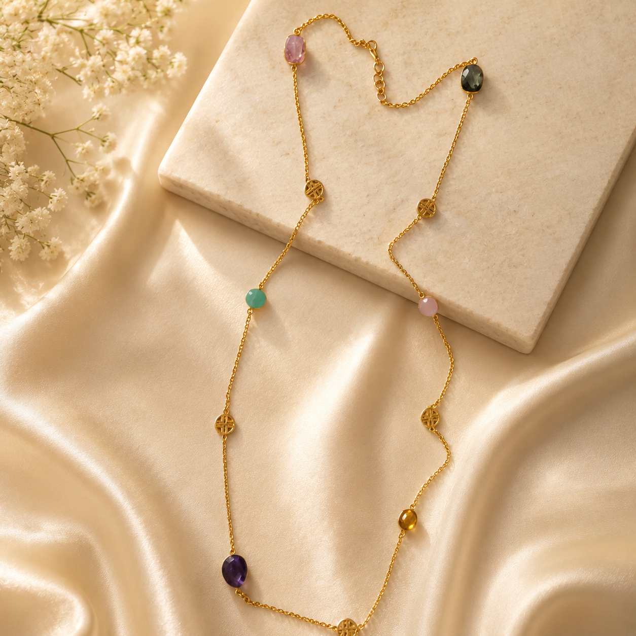 Maheera Glossy Gem Stone Neckpiece