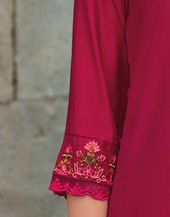 Rani Pink Embroidered Viscose Salwar Suit