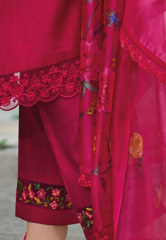 Rani Pink Embroidered Viscose Salwar Suit