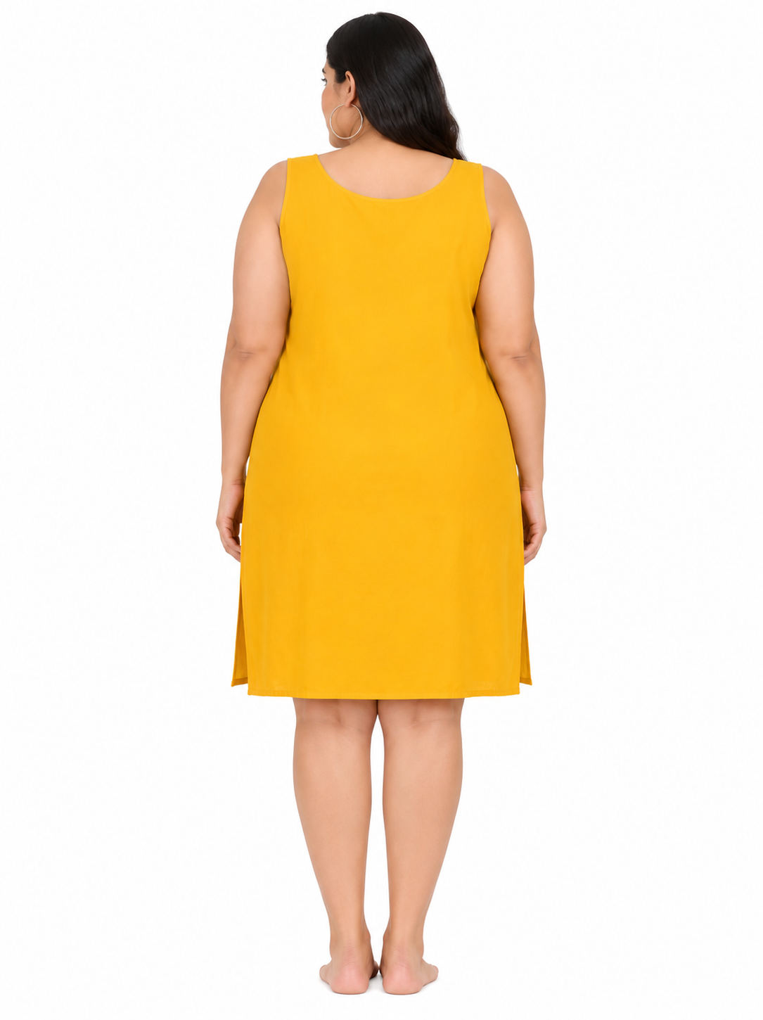 Mango Yellow Cotton Long Inner Slip Plus SIze2
