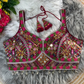 Maroon Prahan Kutchi Embroidered Blouse With Elbow Sleeves