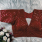 Maroon V Neck Sequined Blouse Online - STORI