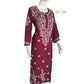 Zaarah Maroon Handcrafted Soft Modal Cotton Chikankari Kurti