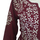 Zaarah Maroon Handcrafted Soft Modal Cotton Chikankari Kurti