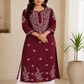 Zaarah Maroon Handcrafted Soft Modal Cotton Chikankari Kurti