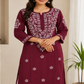 Zaarah Maroon Handcrafted Soft Modal Cotton Chikankari Kurti