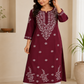 Zaarah Maroon Handcrafted Soft Modal Cotton Chikankari Kurti