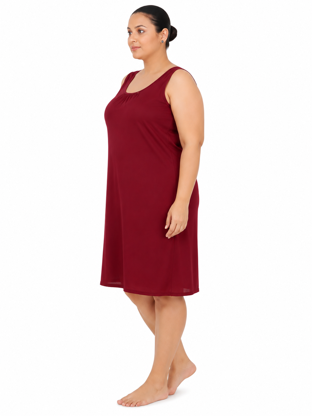 Maroon Cotton Long Inner Slip Plus Size1