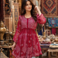Adila Maroon Short Georgette Chikankari Kurti With Bell Sleeves