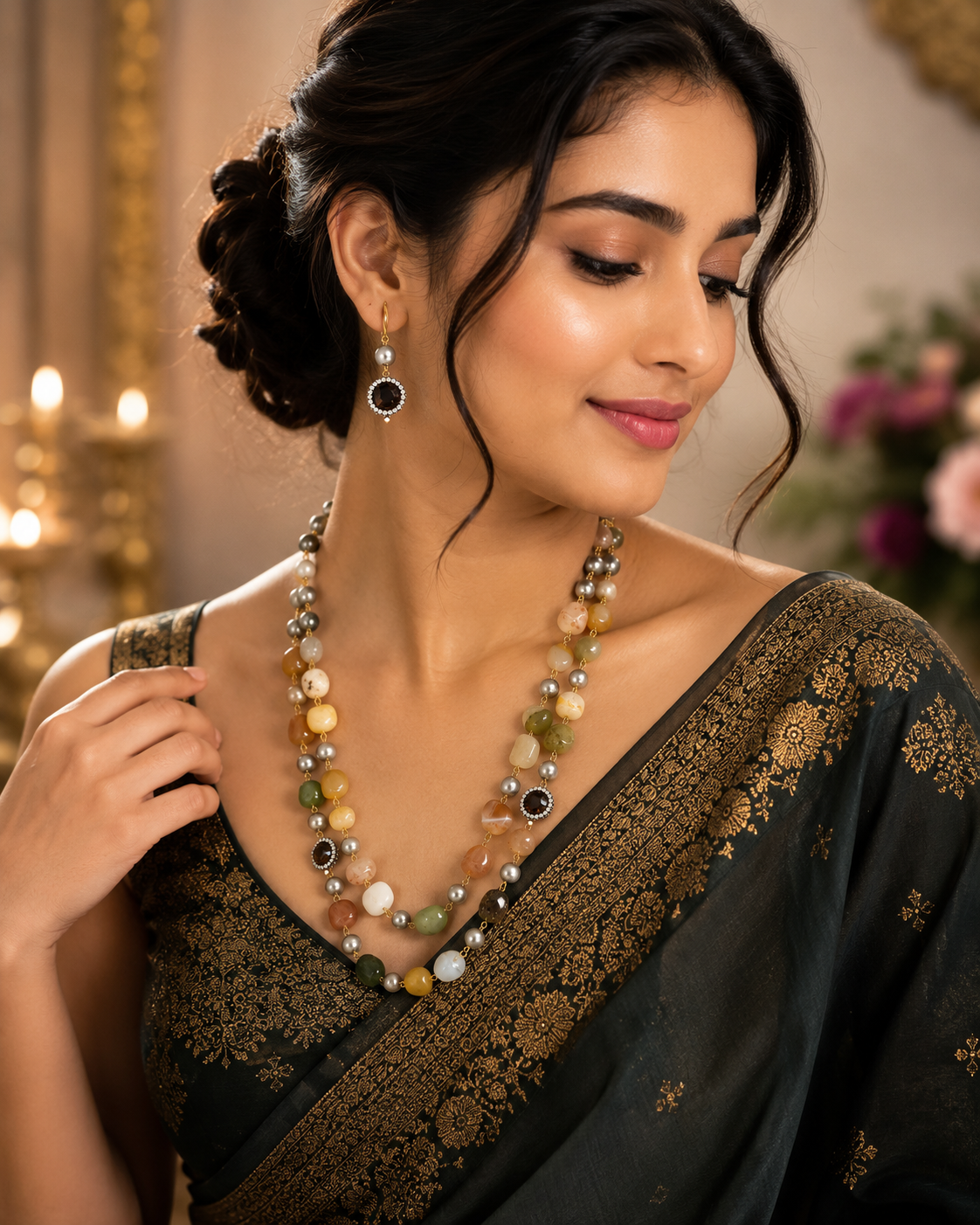 Martha_2_layer_stone_grey_pearl_necklace_with_earring1