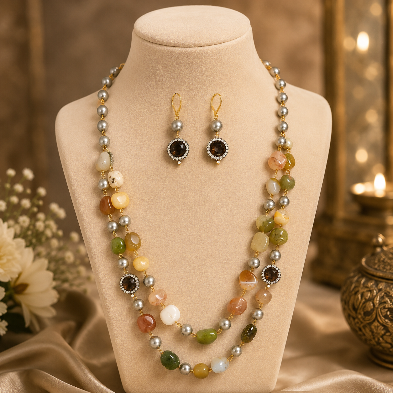 Martha_2_layer_stone_grey_pearl_necklace_with_earring2