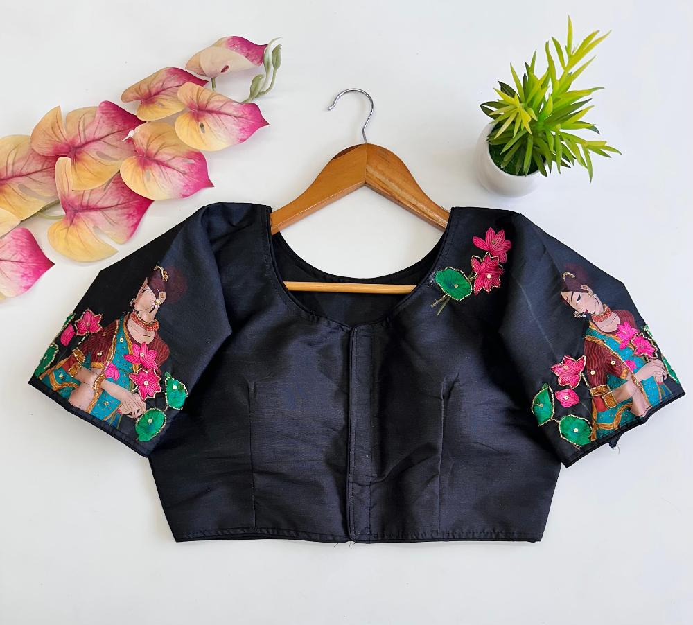 Meera Printed Pichwai Designer Blouse With Sequins Handwork