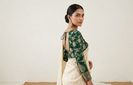 Mehraab Banarasi Silk Blouse With Long Sleeves