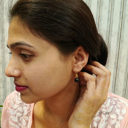 Minerva Round Stone Drop Earrings