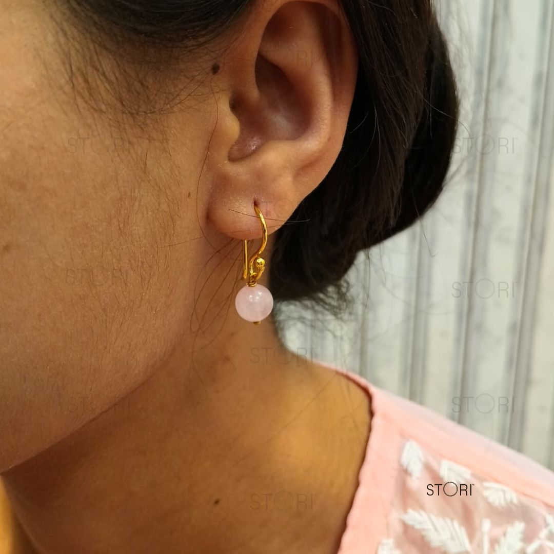 Minerva Round Stone Drop Earrings