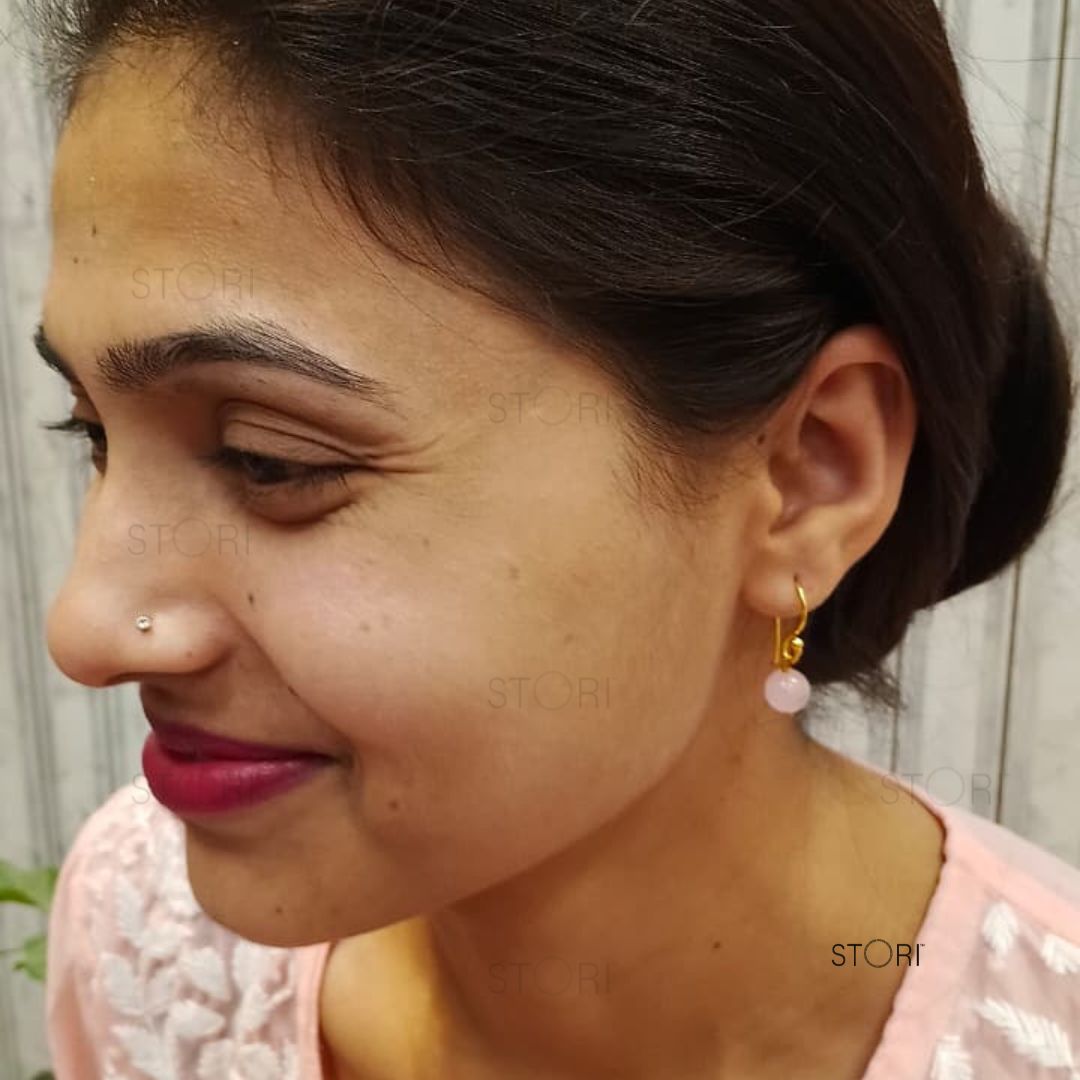 Minerva Round Stone Drop Earrings